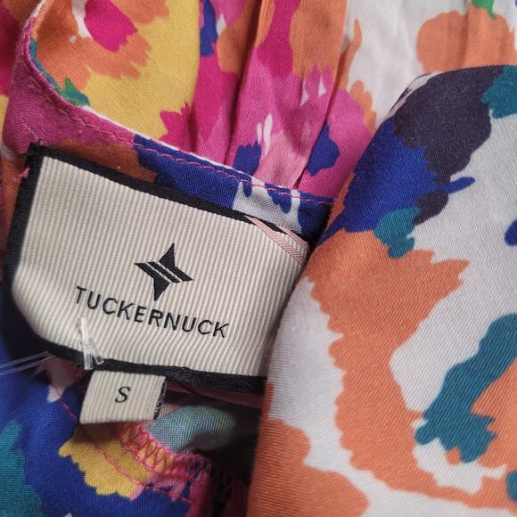 Tuckernuck Dress Small Meade Midi Floral Colorful Sleeveless Ruffles Pockets - Picture 8 of 10